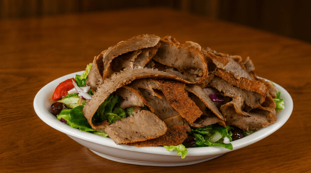 Greek Salad with Gyro Meat.
