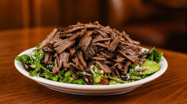 Greek Salad with Beef.